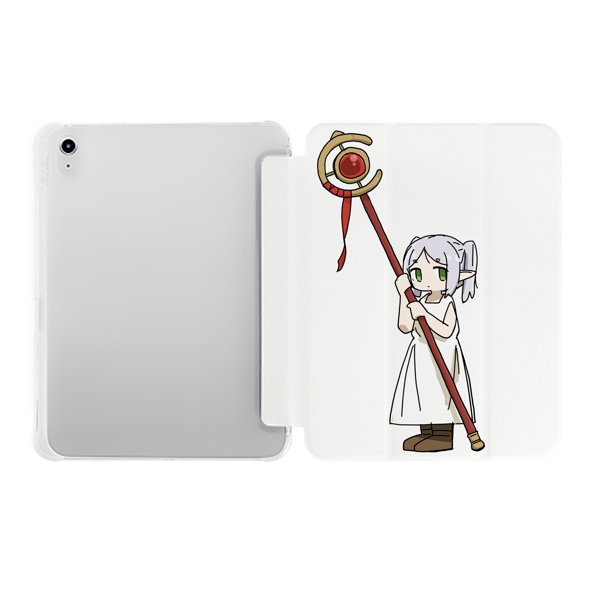 （画像用） 葬送のフリーレン Frieren IPad ケース ペン収納付き 三つ折りスタンド PUレザー×シリコン 対応機種9.5/10.5/10.9インチ